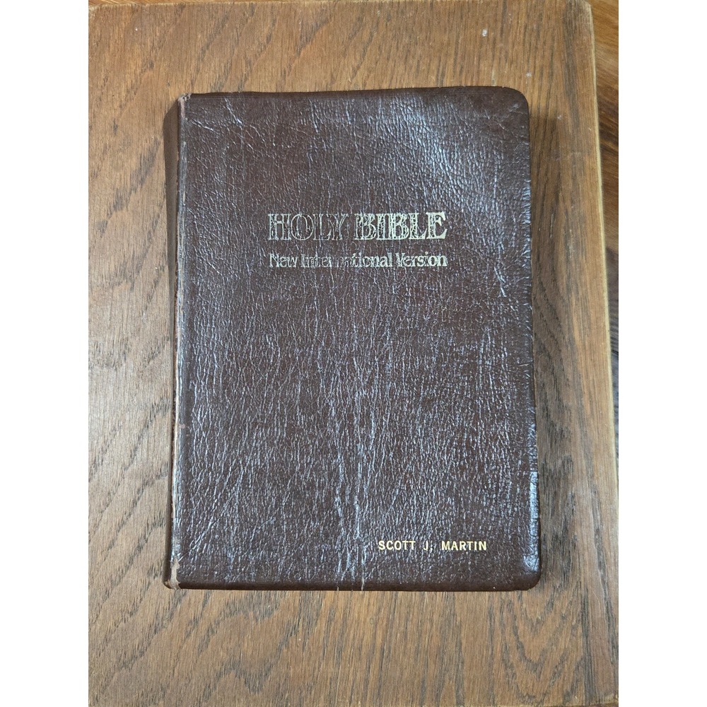 Vintage 1982 Zondervan NIV Holy Bible Red Letter Edition Brown Leather Study